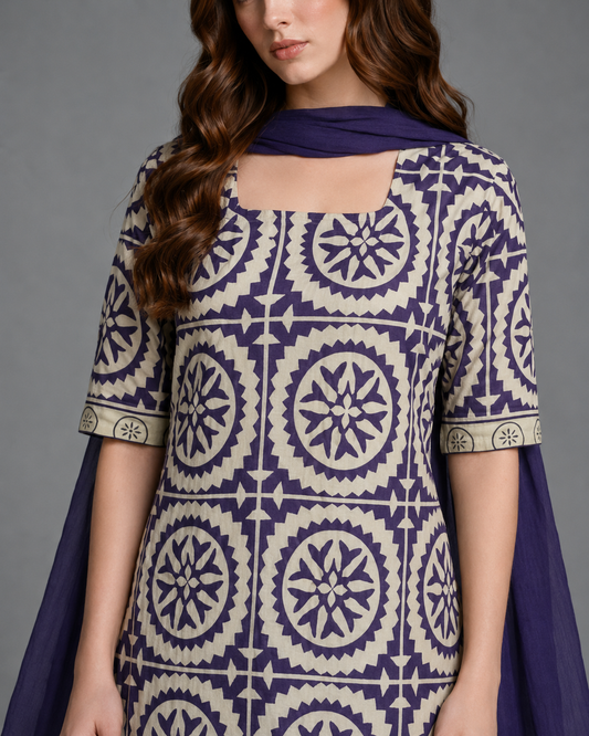 Pemberly Printed 3pc - Navy