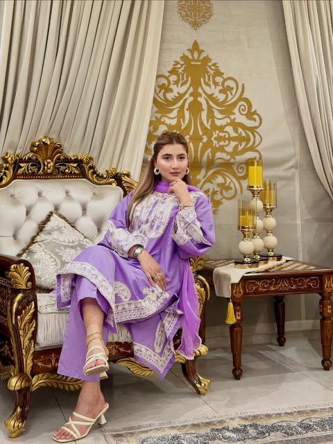 Afreen Purple Embroidered 3pc