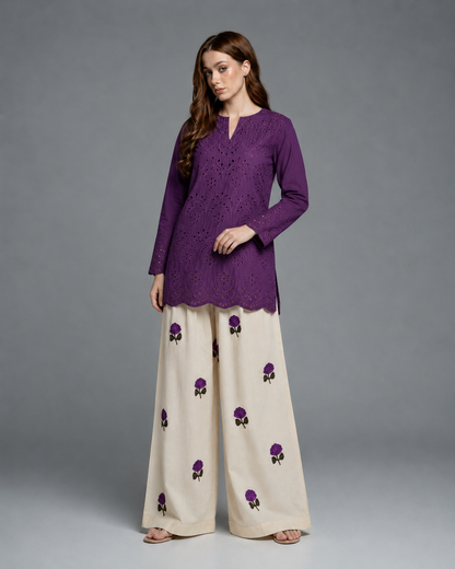 Purple Schiffli Co-ord Set