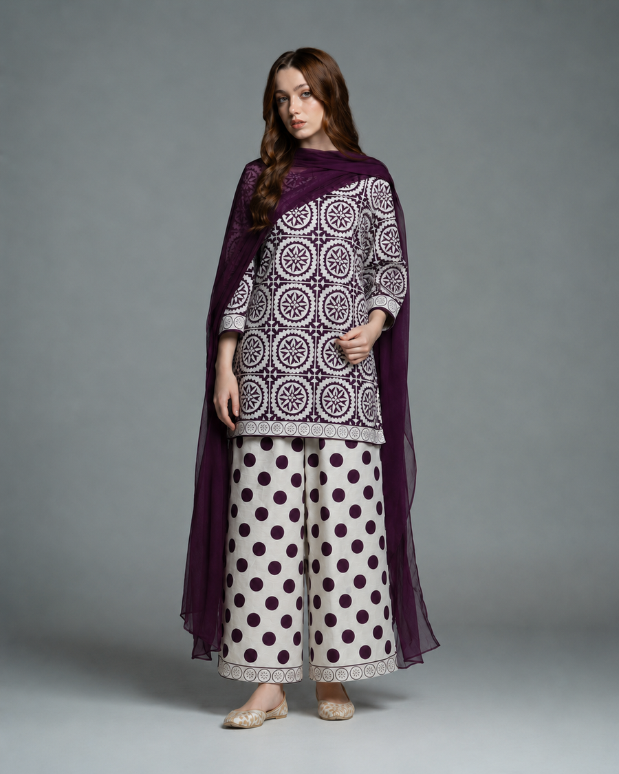 Pemberly Printed 3pc — Purple