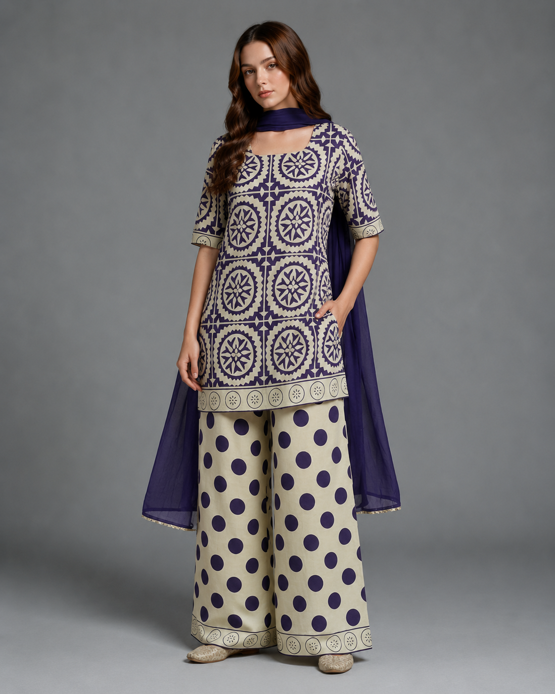 Pemberly Printed 3pc - Navy