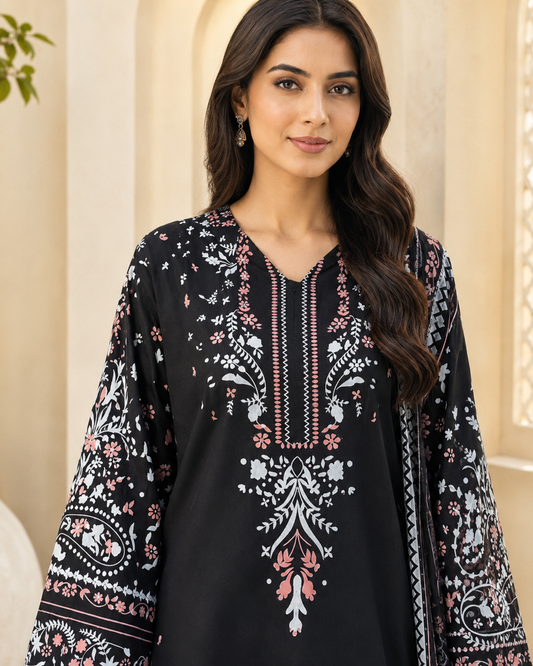 Zouque Lawn 3pc — Black